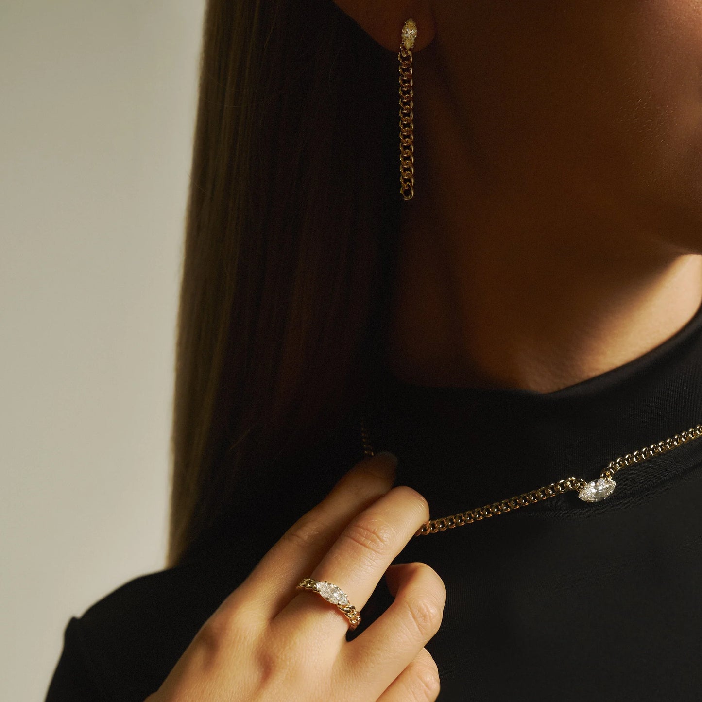 Anya marquise curb-link earrings 1ct