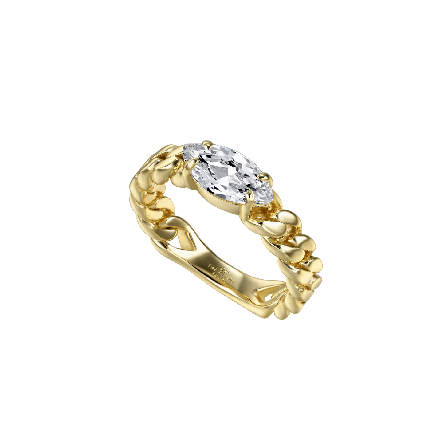 Glory marquise curb-link ring 1ct