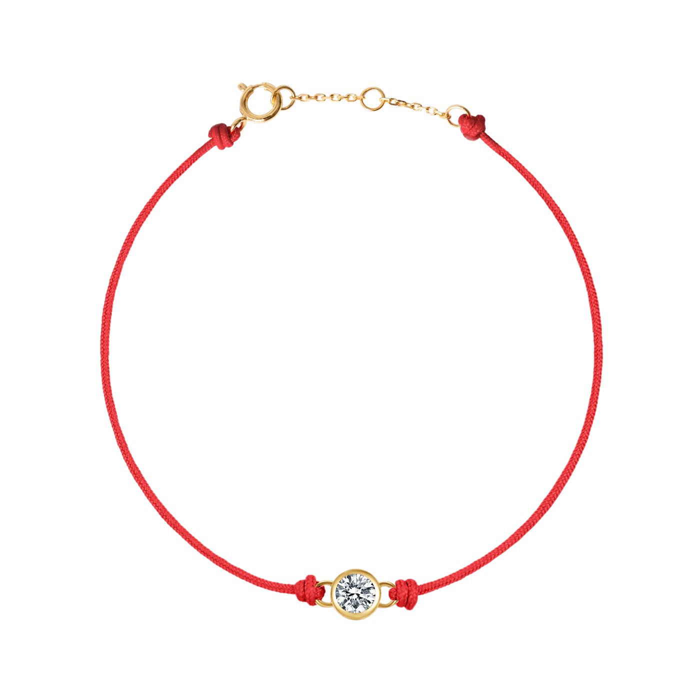 Round brilliant 14k bezel cord bracelet